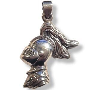 Unique High Polished 925 Precious Sterling Silver Knights Helmet Charm Pendant